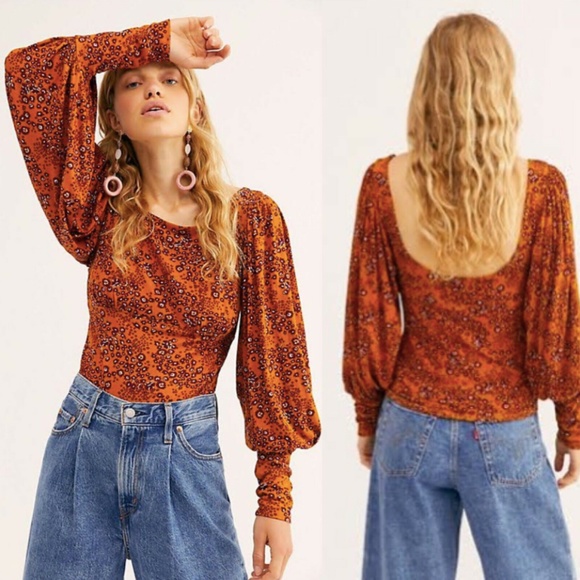 Free People Tops - Free People Miss You Top Floral Balloon Sleeve